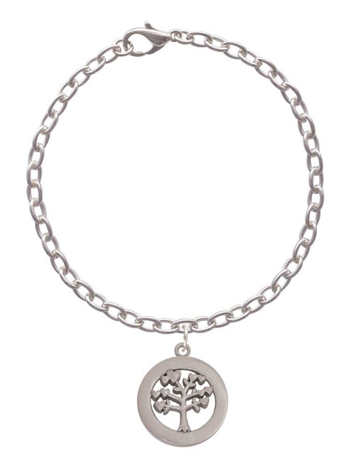 3 Merry Monkeys Stainless Steel Tree of Life in Eternity Circle - Charm Bracelet