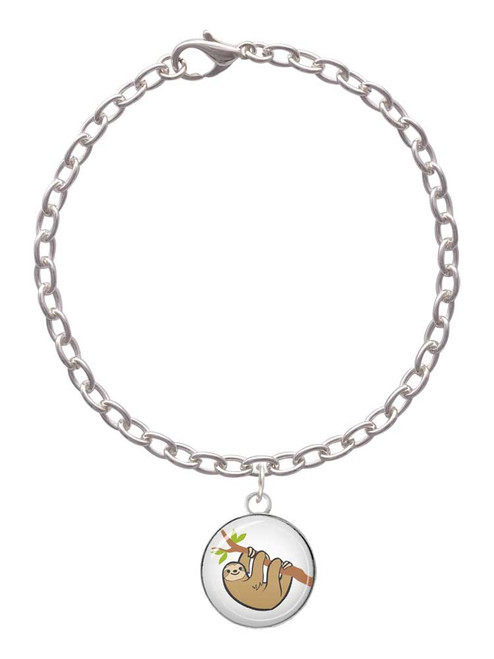3 Merry Monkeys Silvertone Domed Sloth - Charm Bracelet