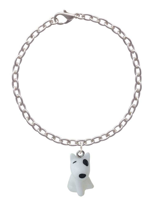 3 Merry Monkeys Resin White Bull Terrier Dog - Charm Bracelet