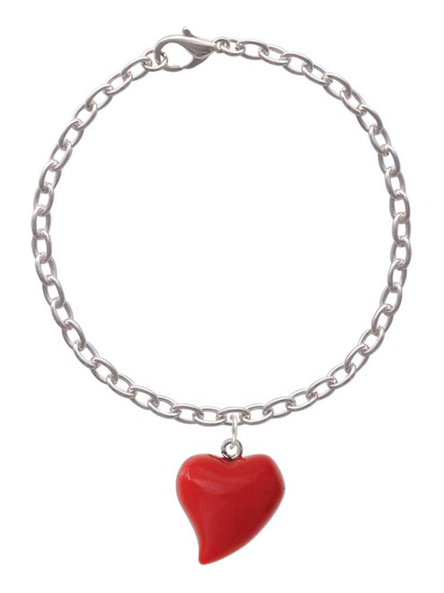 3 Merry Monkeys Resin Red Puffy Heart - Charm Bracelet