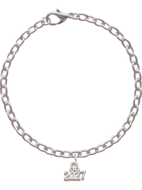 3 Merry Monkeys Silvertone Mini Year 2027 - Charm Bracelet