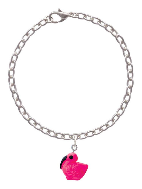 3 Merry Monkeys Resin Hot Pink Flamingo - Charm Bracelet