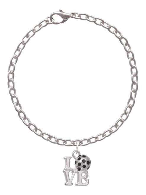 3 Merry Monkeys Silvertone Love Pickleball Charm Bracelet