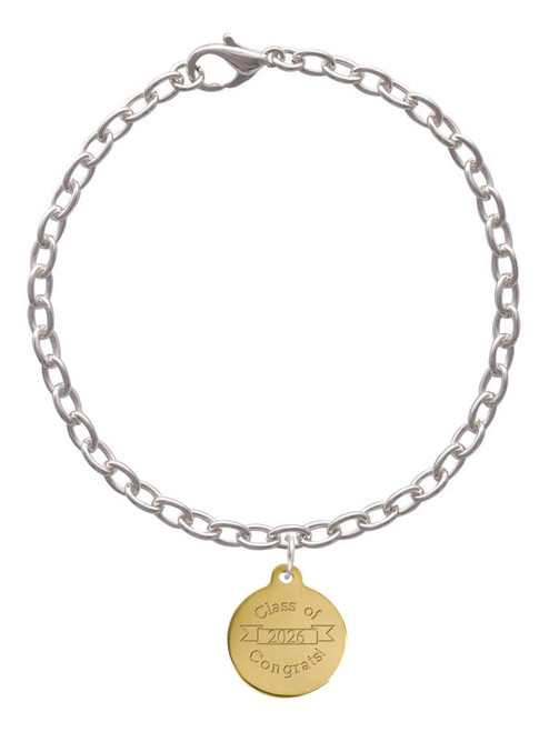 3 Merry Monkeys Goldtone Engraved Class of - Charm Bracelet
