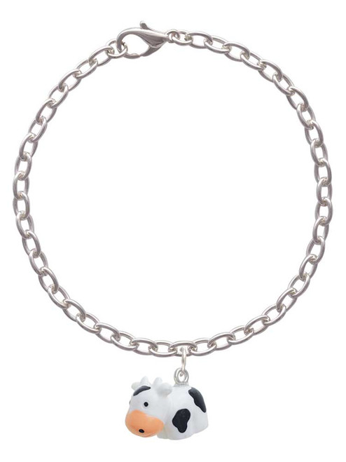 3 Merry Monkeys Resin Black and White Cow - Charm Bracelet