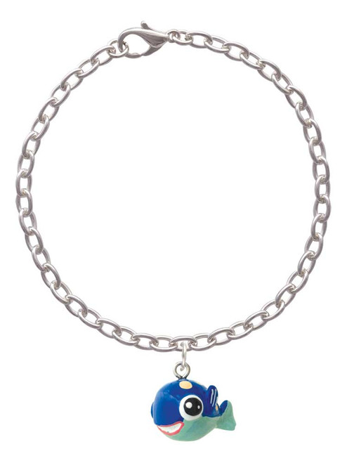 3 Merry Monkeys Resin Blue Fish with Pink Polka Dots - Charm Bracelet