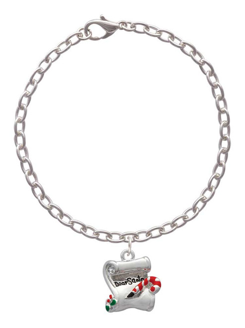 3 Merry Monkeys Silvertone Letter to Santa - Charm Bracelet