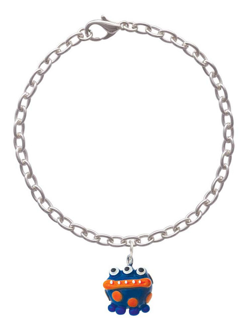 3 Merry Monkeys Resin Blue Alien with Orange Dots - Charm Bracelet