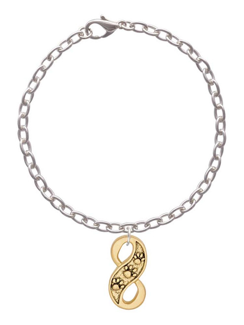 3 Merry Monkeys Plated Paw Prints Infinity - Charm Bracelet