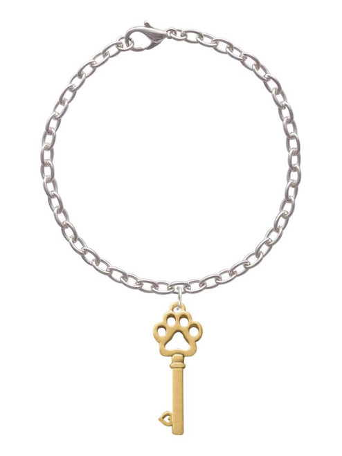 3 Merry Monkeys Goldtone Open Paw Key - Charm Bracelet