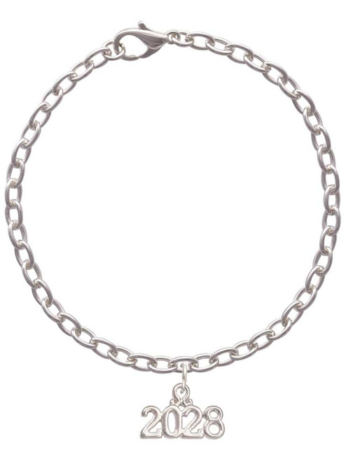 3 Merry Monkeys Silvertone Horizontal Year 2028 - Charm Bracelet
