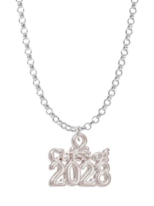 3 Merry Monkeys Silvertone Class of 2028 - Charm Necklace