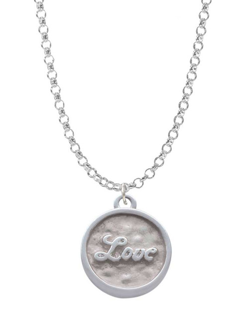 3 Merry Monkeys Silvertone Love - Round Seal - Charm Necklace