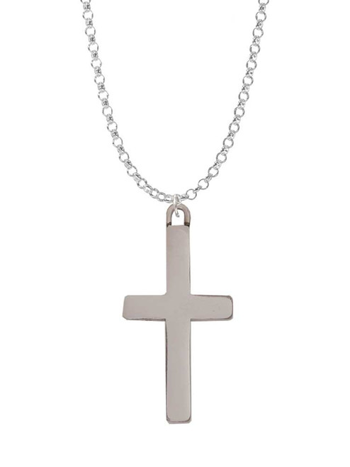 3 Merry Monkeys Stainless Steel 1.3" Cross - Charm Necklace