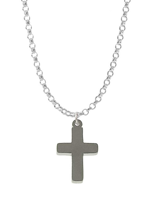 3 Merry Monkeys Stainless Steel 5/8" Cross - Charm Necklace