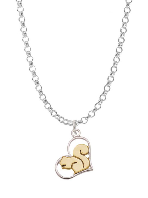 3 Merry Monkeys Two-tone Squirrel in Heart - Charm Necklace