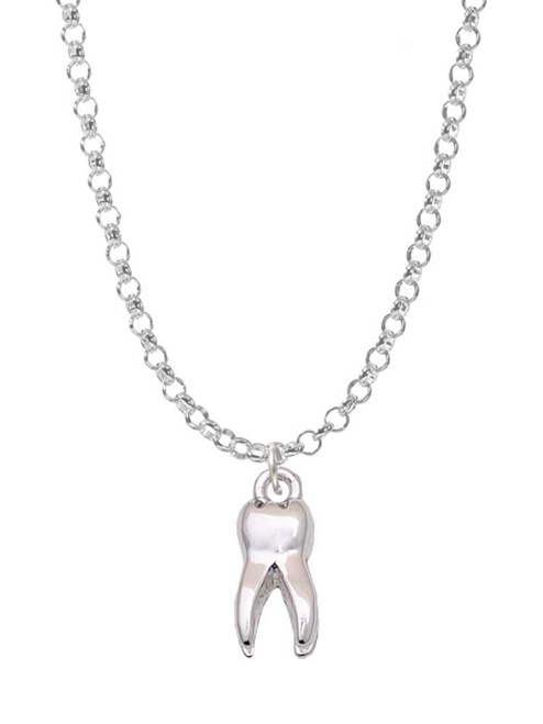 3 Merry Monkeys Silvertone 3-D Tooth - Charm Necklace