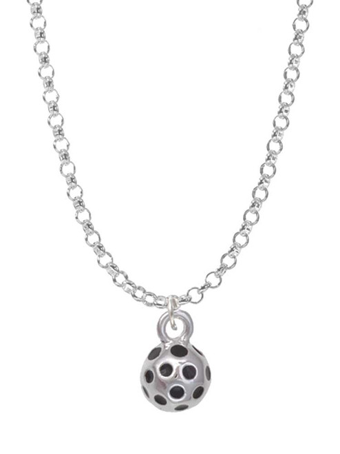 3 Merry Monkeys Silvertone 3-D Pickleball Charm Necklace
