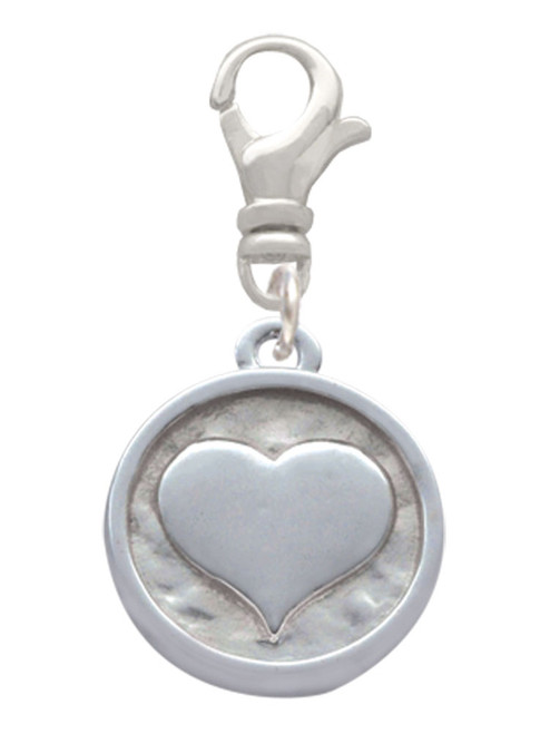 3 Merry Monkeys Silvertone Smooth Heart - Round Seal - Clip on Charm