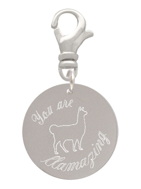 3 Merry Monkeys Stainless Steel You are LLAMAZING Llama Disc - Clip on Charm