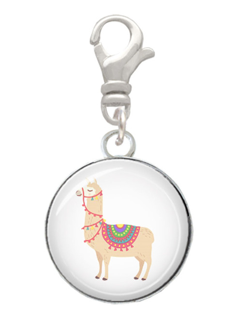 3 Merry Monkeys Silvertone Domed Llama - Clip on Charm