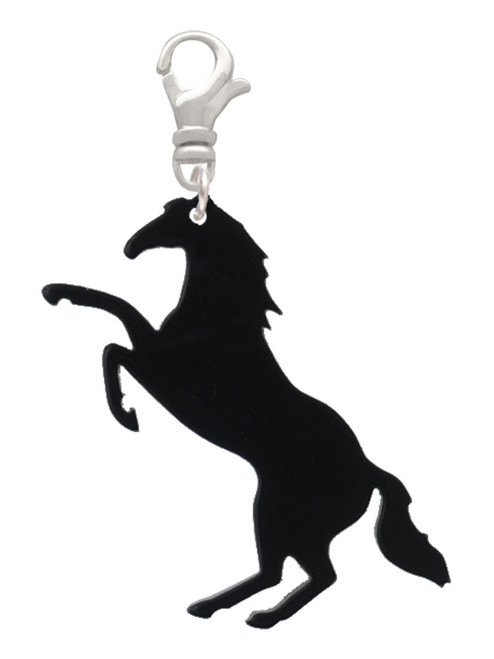 3 Merry Monkeys Acrylic 1.5 Black Horse - Clip on Charm