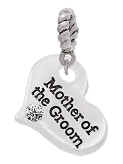 Large Mother of the Groom Heart Rope Charm Bead Dangle