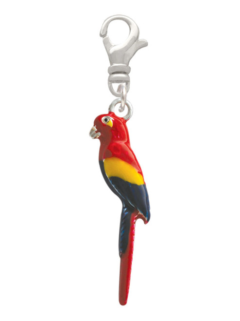 3 Merry Monkeys Silvertone 3-D Enamel Parrot - Clip on Charm