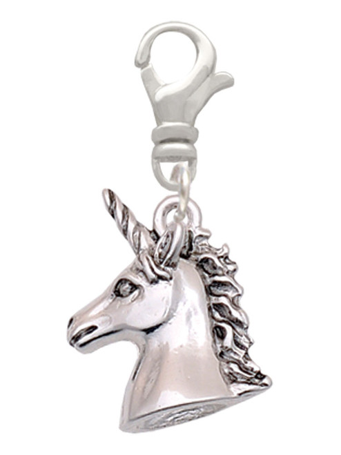 3 Merry Monkeys Silvertone 3-D Unicorn Head - Clip on Charm