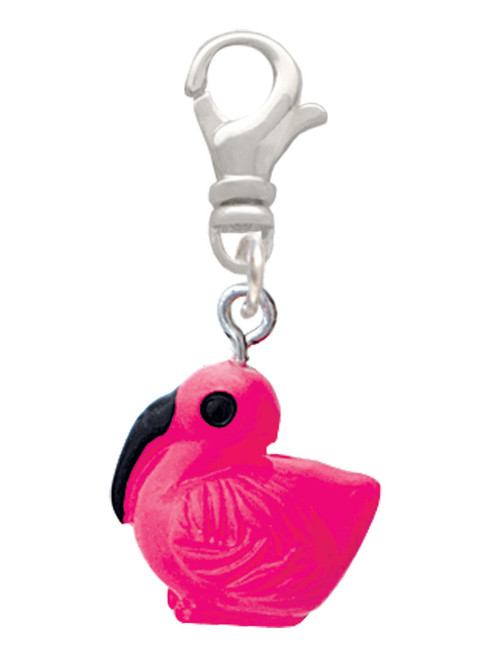 3 Merry Monkeys Resin Hot Pink Flamingo - Clip on Charm