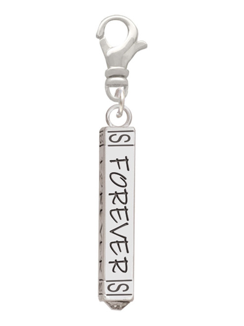 3 Merry Monkeys Silvertone Forever Bar - Clip on Charm