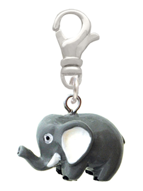 3 Merry Monkeys Resin Grey Elephant - Clip on Charm