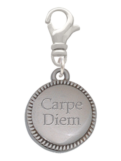 3 Merry Monkeys Stainless Steel Carpe Diem - Seize the Day Disc with Border - Clip on Charm
