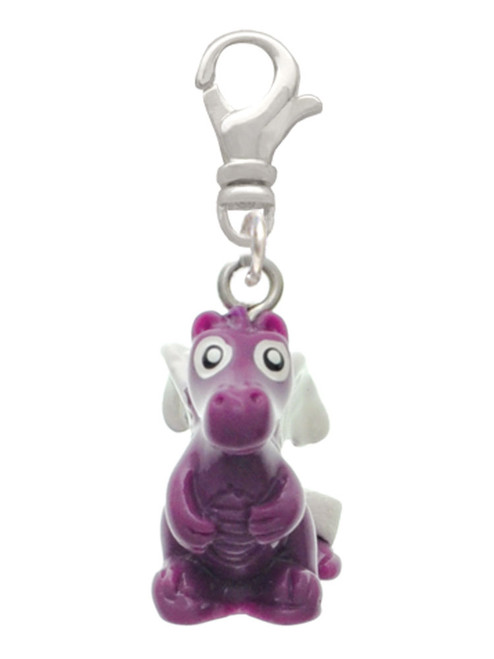 3 Merry Monkeys Resin Purple Dragon Darling - Clip on Charm