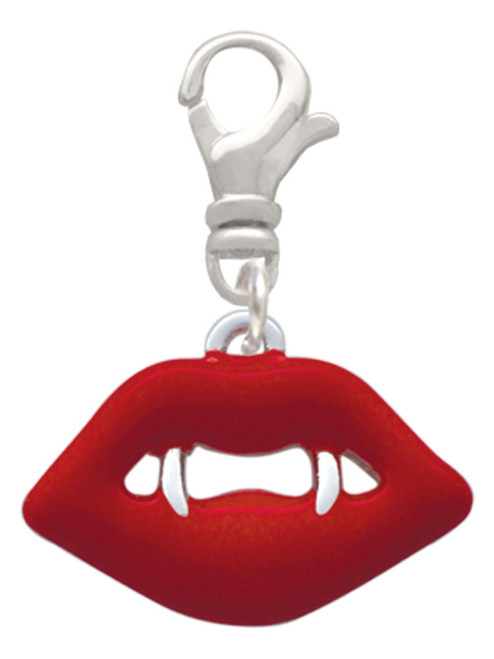 3 Merry Monkeys Silvertone Red Enamel Vampire Lips - Clip on Charm