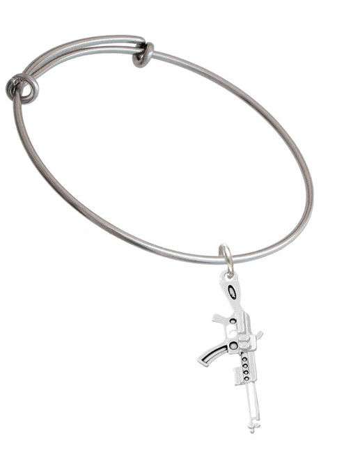 3 Merry Monkeys Silvertone Rifle - Charm Bangle Bracelet