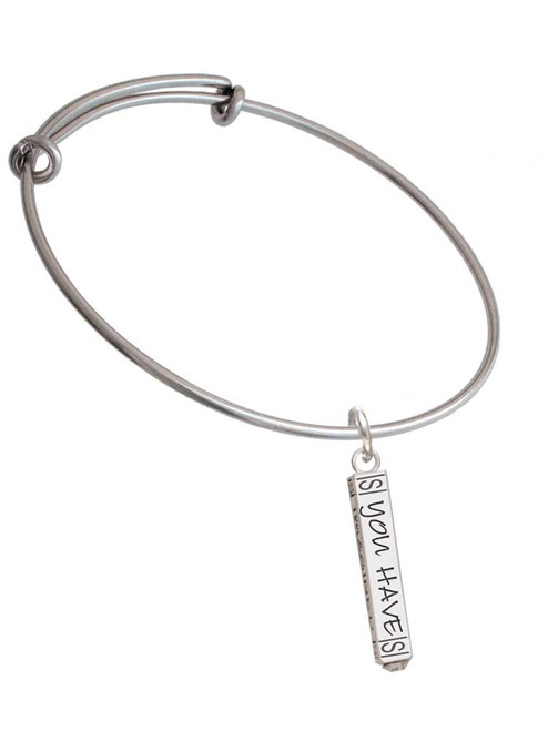 3 Merry Monkeys Silvertone Live the Life You Have Imagined Bar - Charm Bangle Bracelet