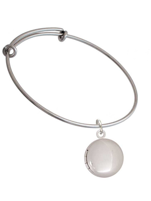 3 Merry Monkeys Silvertone 20mm Round Locket - Charm Bangle Bracelet