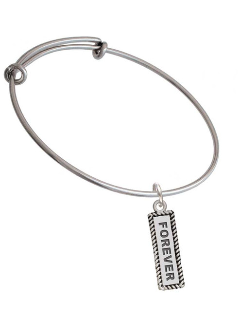 3 Merry Monkeys Silvertone Forever - Charm Bangle Bracelet