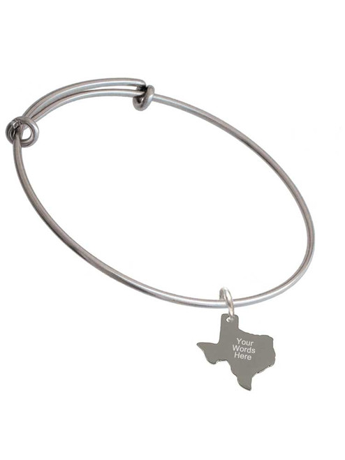 3 Merry Monkeys Stainless Steel Custom Engraved Texas - Charm Bangle Bracelet