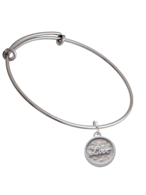 3 Merry Monkeys Silvertone Love - Round Seal - Charm Bangle Bracelet
