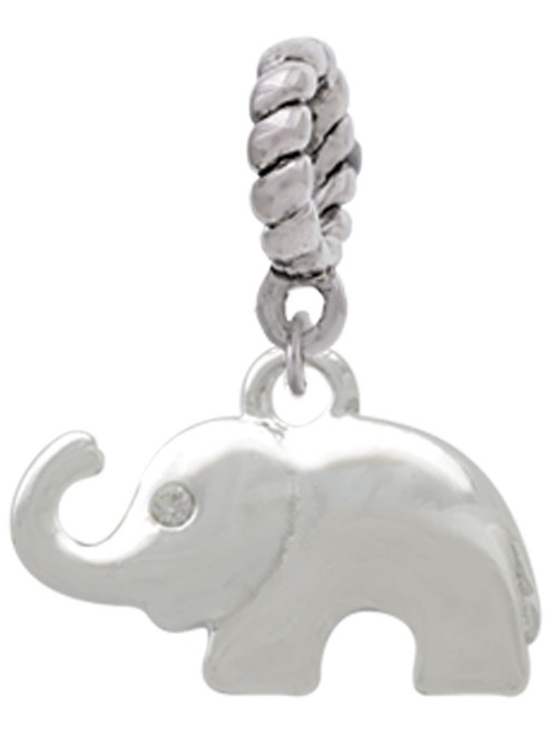 Elephant with Crystal Eyes Rope Charm Bead Dangle