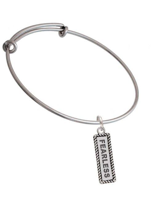 3 Merry Monkeys Silvertone Fearless - Charm Bangle Bracelet