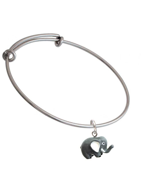 3 Merry Monkeys Resin Grey Elephant - Charm Bangle Bracelet