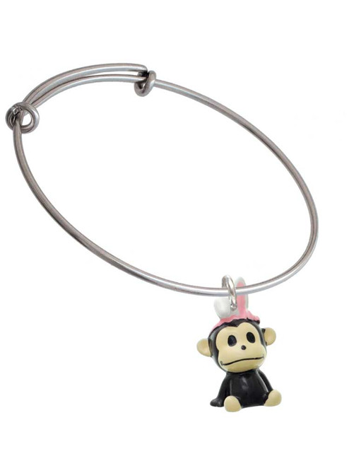 3 Merry Monkeys Resin Monkey with Bunny Ears - Charm Bangle Bracelet