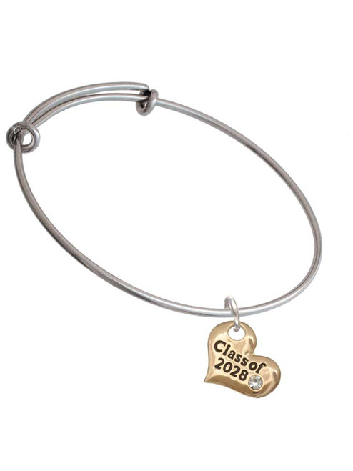3 Merry Monkeys Goldtone Class of 2028 Heart - Charm Bangle Bracelet