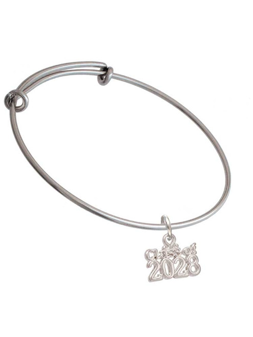 3 Merry Monkeys Silvertone Class of 2028 - Charm Bangle Bracelet