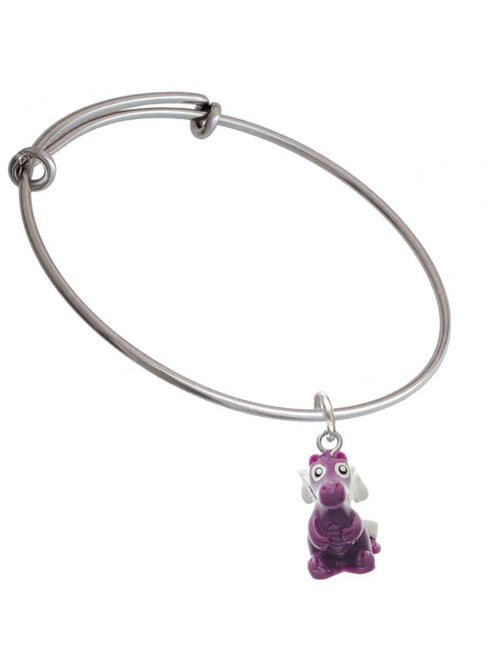 3 Merry Monkeys Resin Purple Dragon Darling - Charm Bangle Bracelet