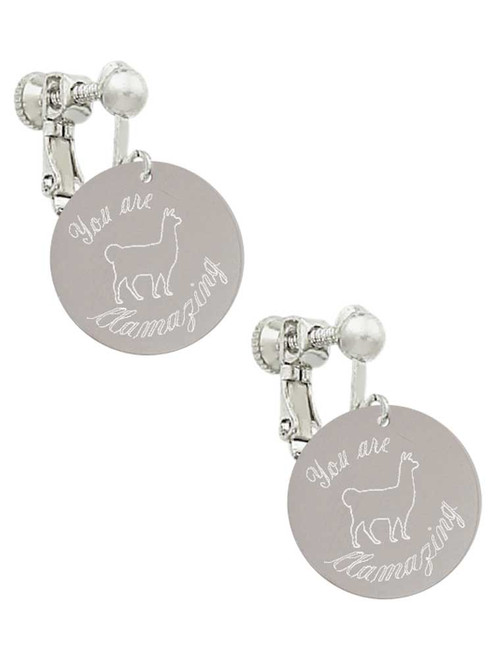3 Merry Monkeys Stainless Steel You are LLAMAZING Llama Disc - Clip On Earrings