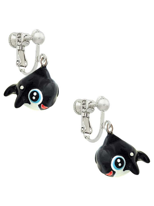 3 Merry Monkeys Resin Killer Whale - Clip On Earrings